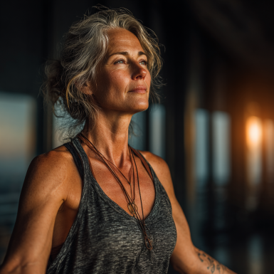 Група літніх людей виконує йогу на природі